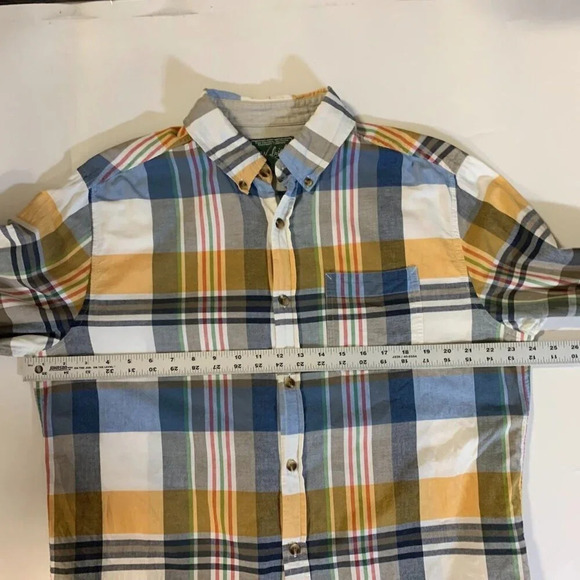 Woolrich Men's Plaid Button Down Collared Organic Cotton‎ Shirt Size L - Picture 10 of 12